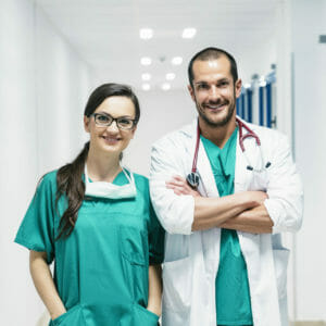 Smiling doctor and nurse portraiture. Medical Concept